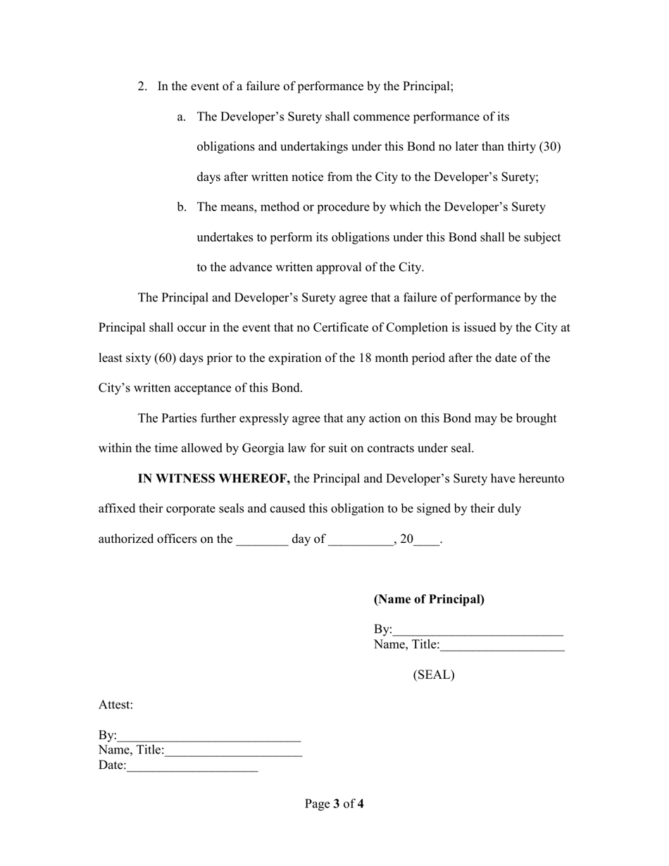 Surety Maintenance Bond Template - City of Johns Creek, Georgia (United States), Page 3