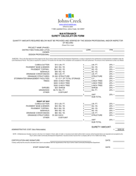 Document preview: Maintenance Surety Calculation Form - City of Johns Creek, Georgia (United States)