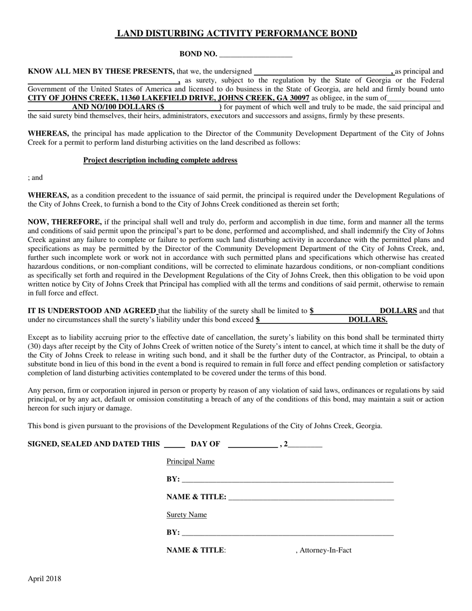 City of Johns Creek, (United States) Land Disturbing Activity