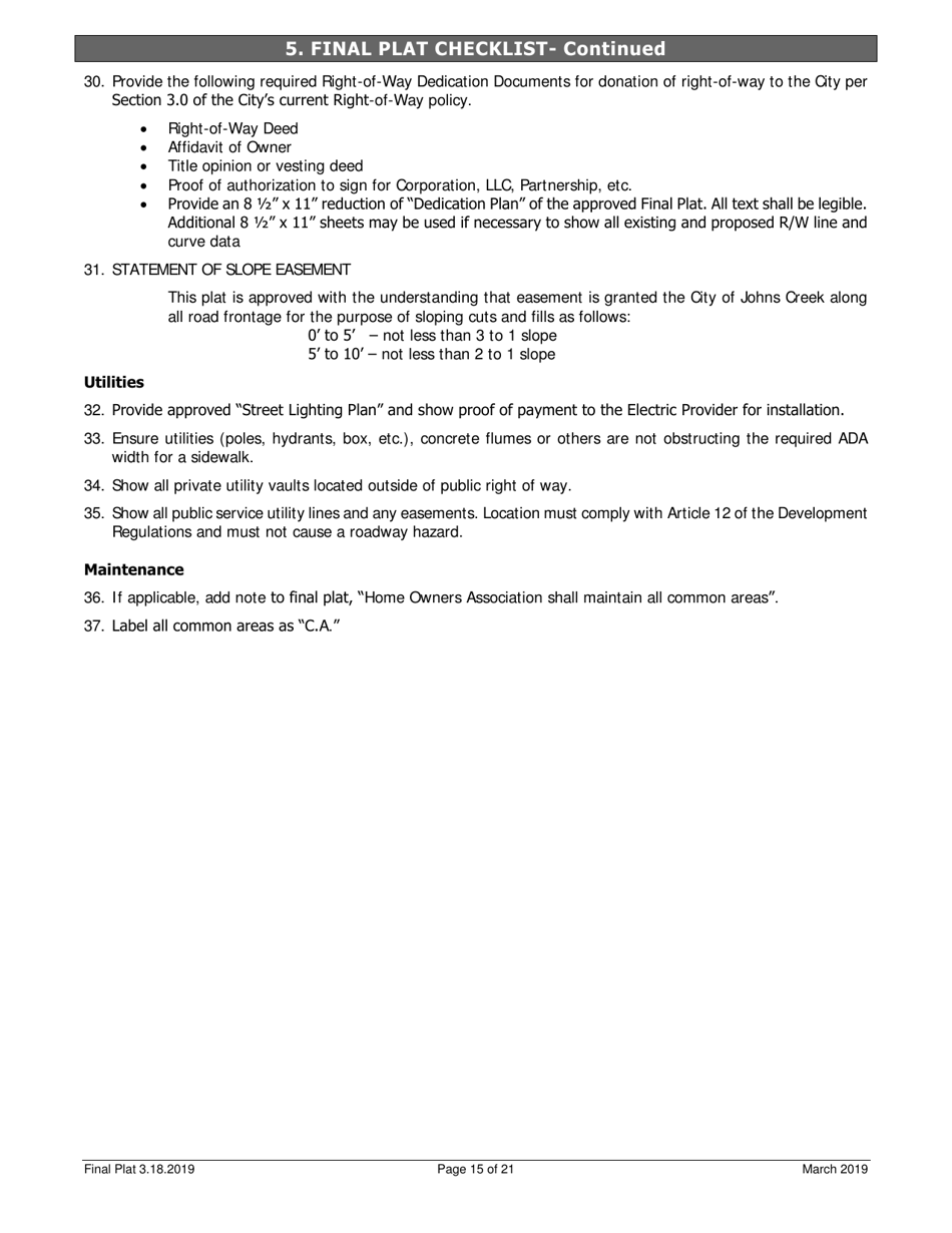 Final Plat  as-Built Application - City of Johns Creek, Georgia (United States), Page 15