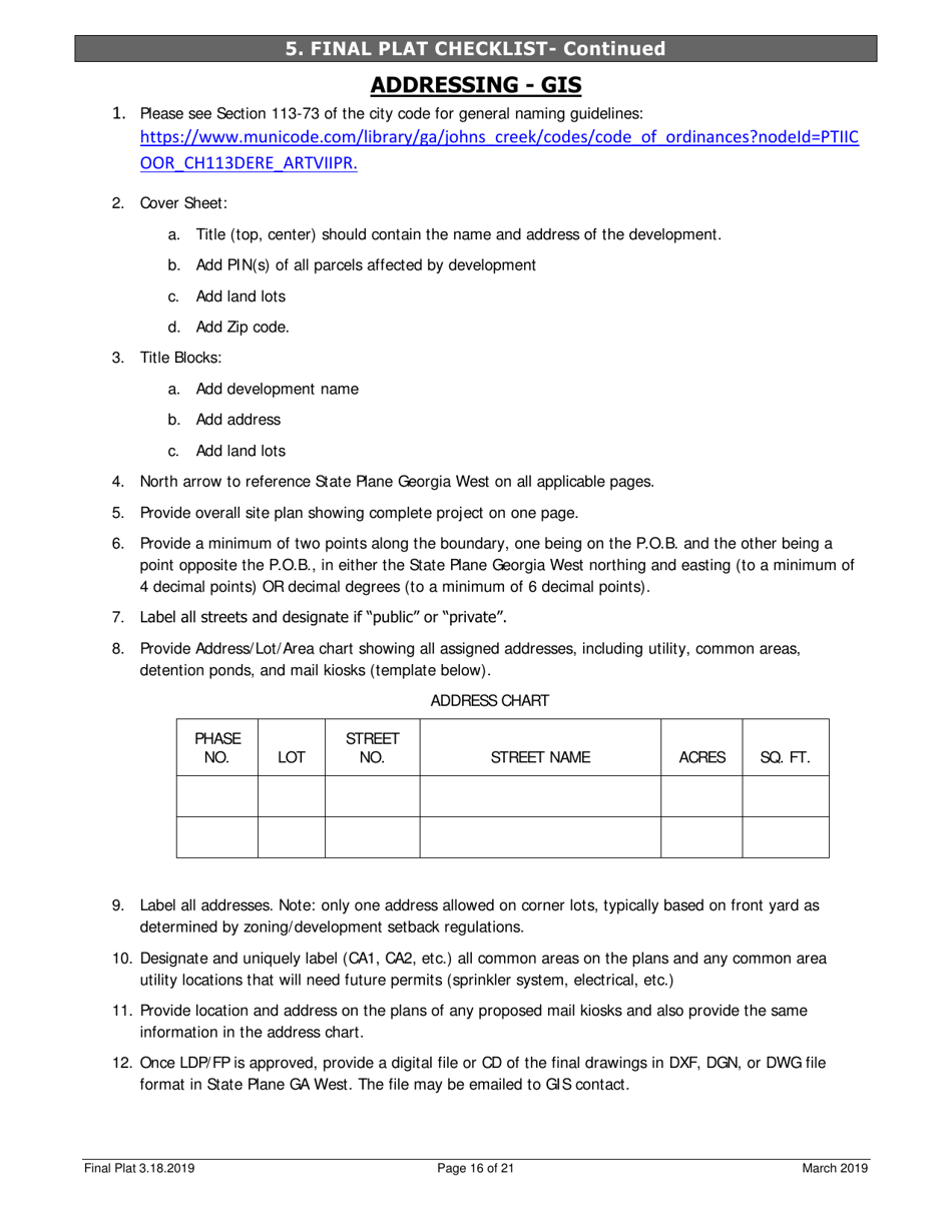 Final Plat  as-Built Application - City of Johns Creek, Georgia (United States), Page 16