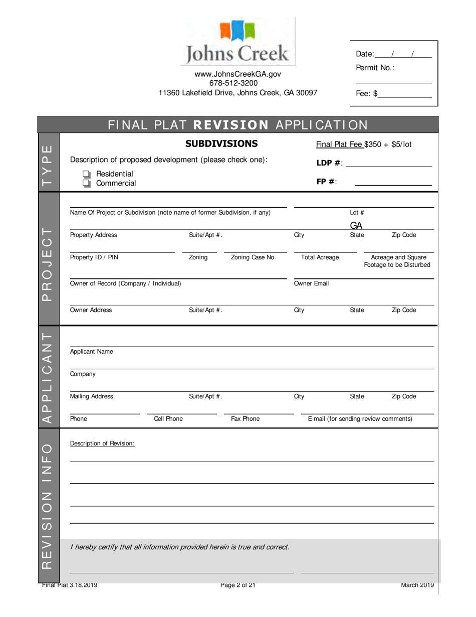 Final Plat  as-Built Application - City of Johns Creek, Georgia (United States), Page 2