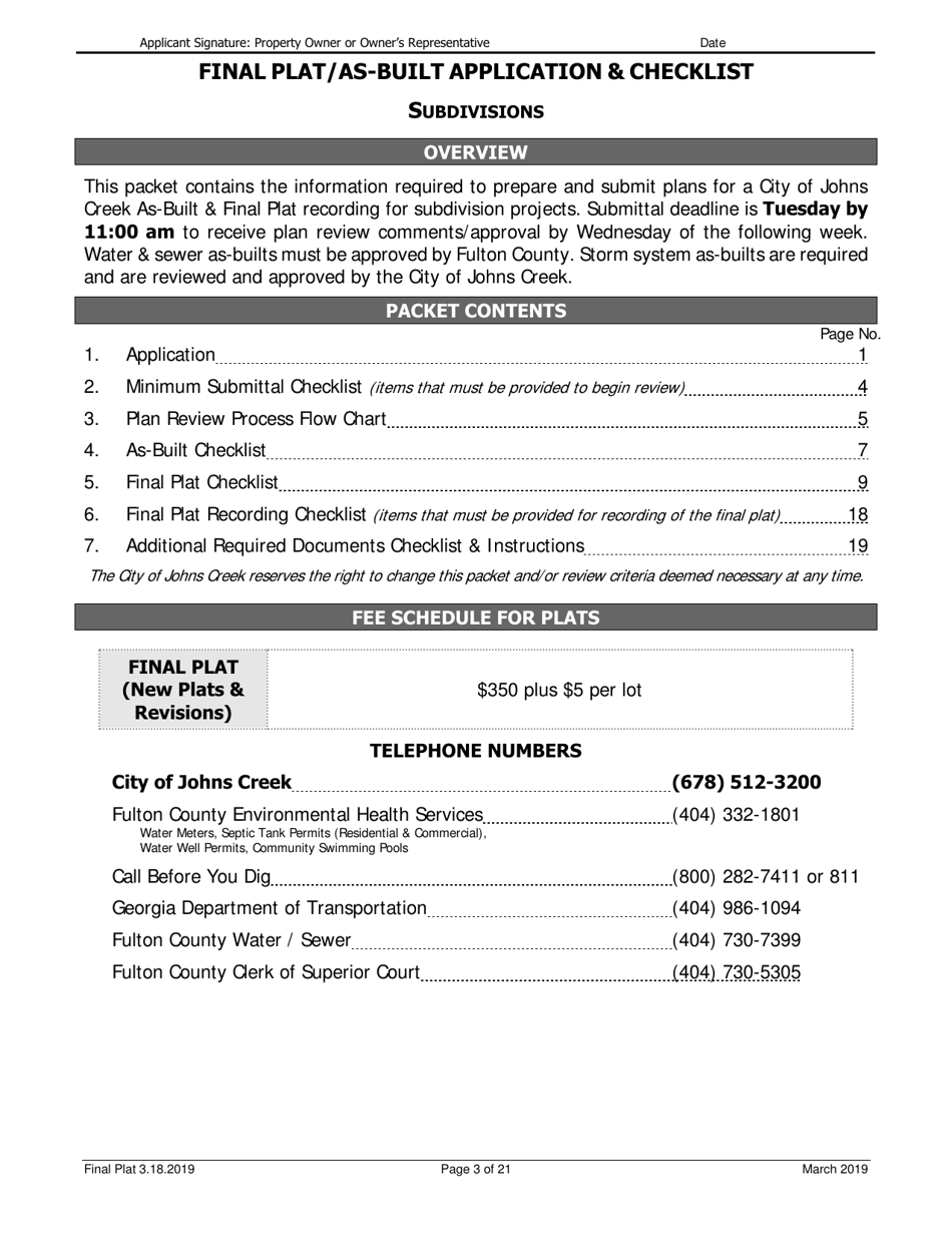 Final Plat  as-Built Application - City of Johns Creek, Georgia (United States), Page 3