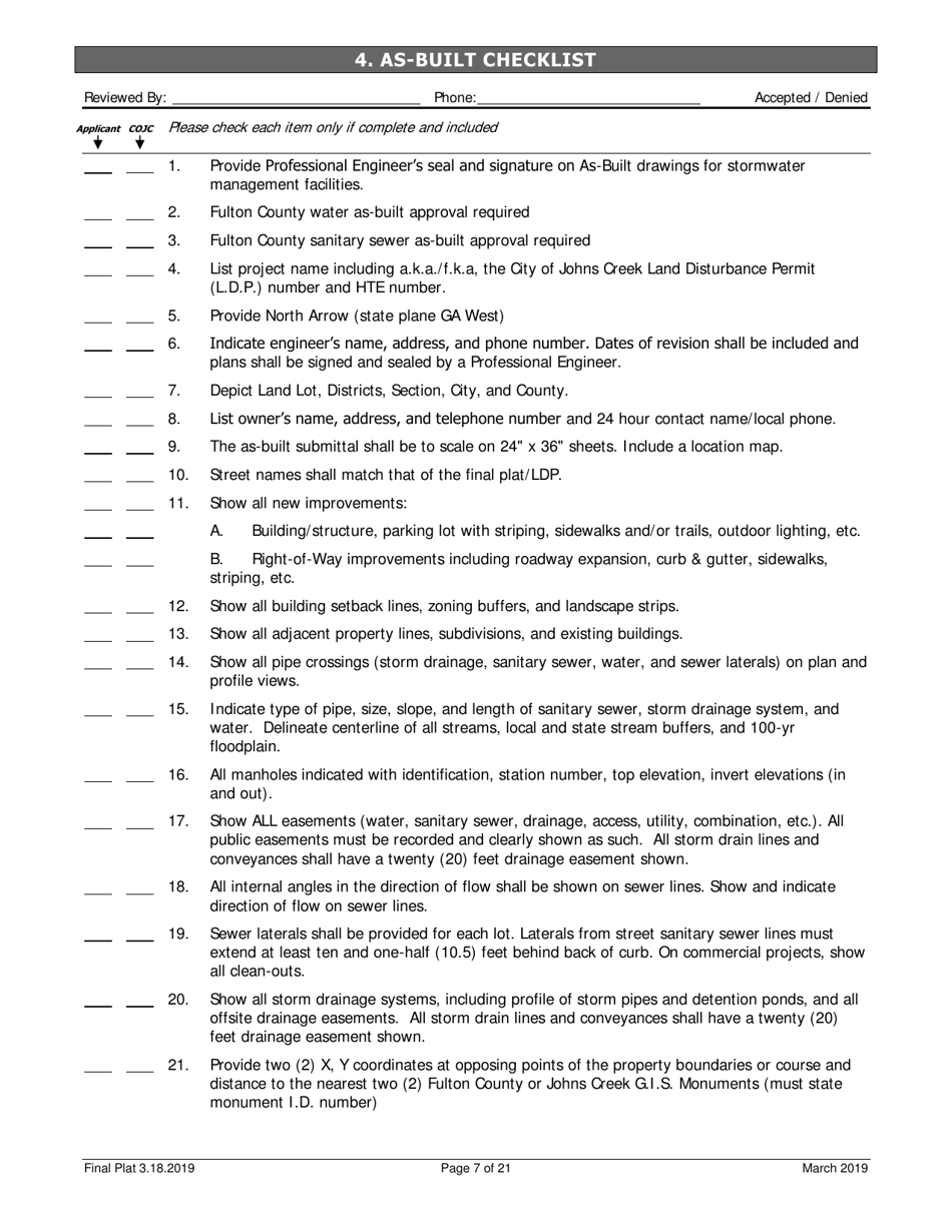 Final Plat  as-Built Application - City of Johns Creek, Georgia (United States), Page 7