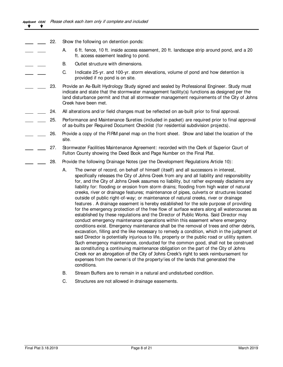 Final Plat  as-Built Application - City of Johns Creek, Georgia (United States), Page 8