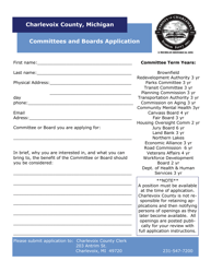 Document preview: Committees and Boards Application - Charlevoix County, Michigan