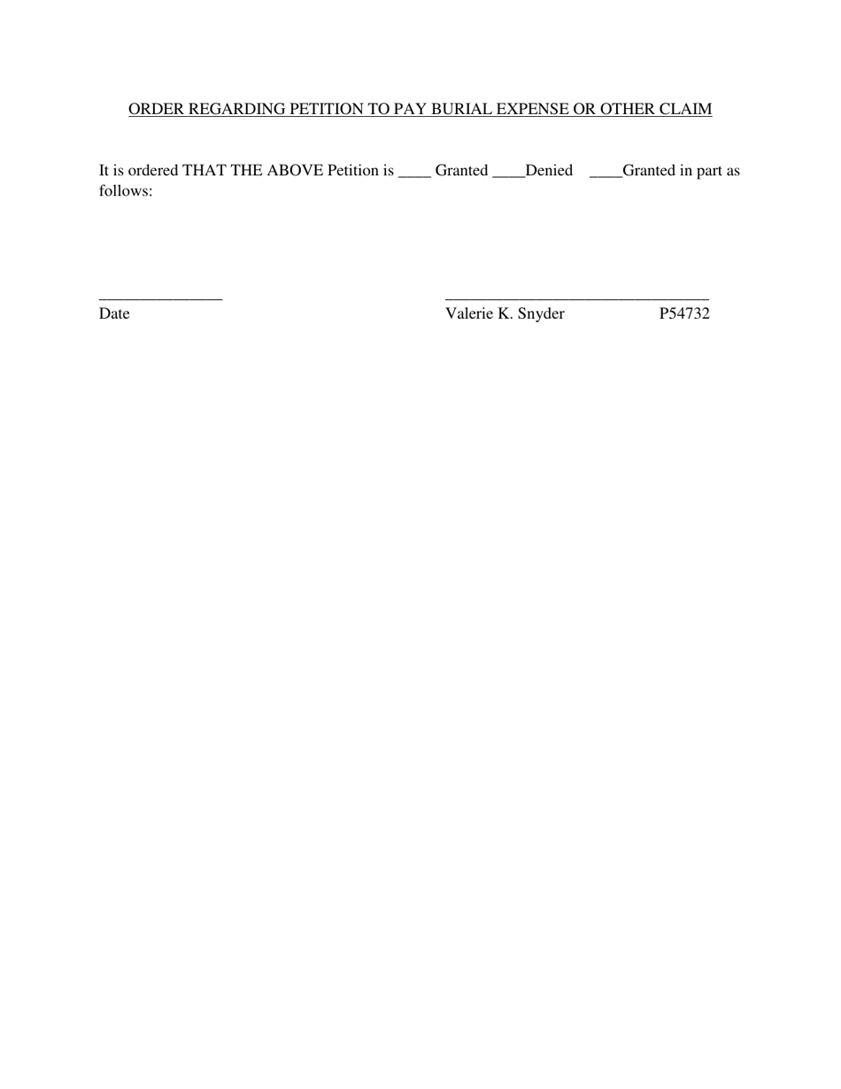 Petition to Pay Burial Expense or Other Claim - Charlevoix County, Michigan, Page 2