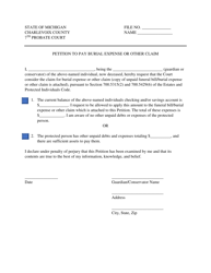 Document preview: Petition to Pay Burial Expense or Other Claim - Charlevoix County, Michigan