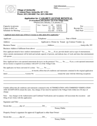 Document preview: Application for Cabaret License Renewal - Village of Amityville, New York