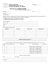 Document preview: Application for Carting License - Village of Amityville, New York