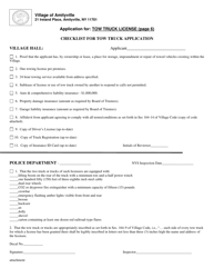 Application for Tow Truck License - Village of Amityville, New York, Page 6