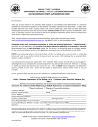 Document preview: ACH Recurring Payment Authorization Form - DeKalb County, Georgia (United States)