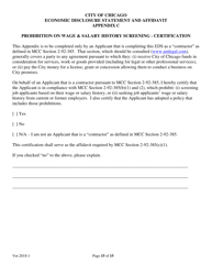 Document preview: Appendix C Economic Disclosure Statement and Affidavit - Prohibition on Wage & Salary History Screening - Certification - City of Chicago, Illinois