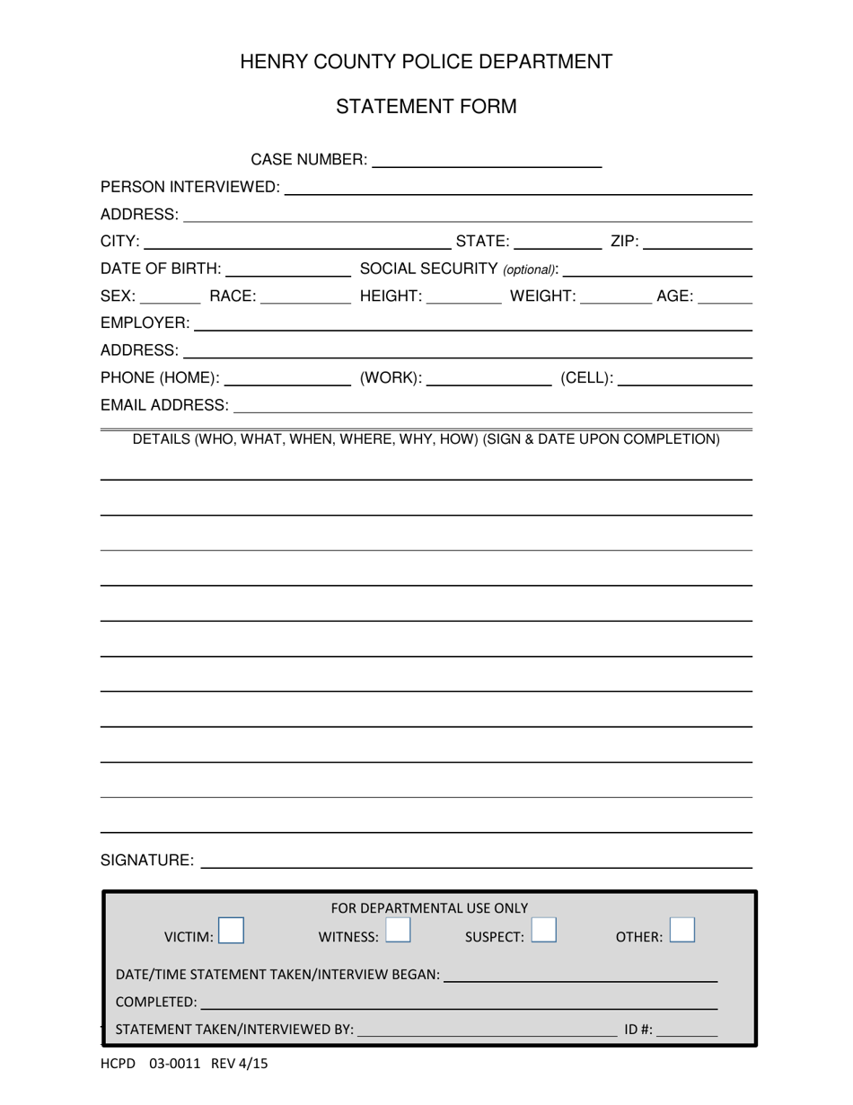 Form HCPD03-0011 - Fill Out, Sign Online and Download Fillable PDF ...