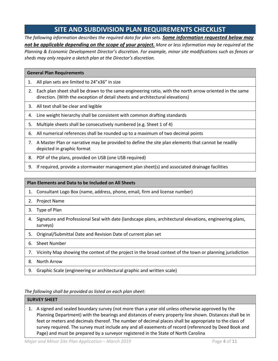 Town of Selma, North Carolina Major/Minor Site Plan Application Fill