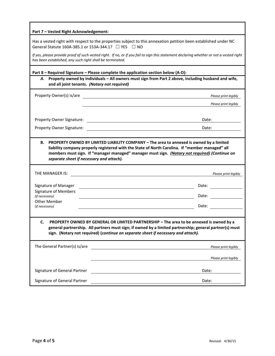 Owner-Initiated Voluntary Annexation Petition - Town of Selma, North Carolina, Page 4