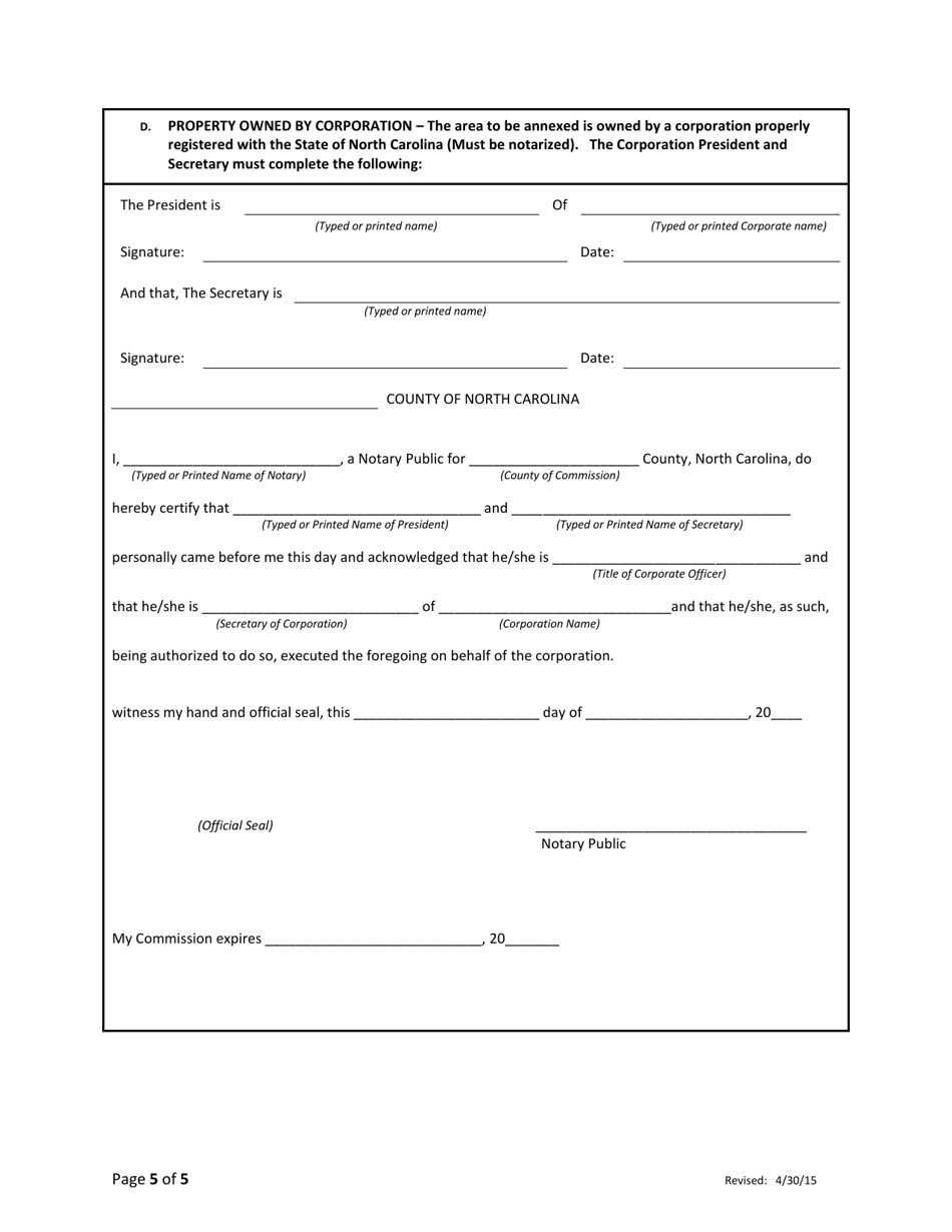 Owner-Initiated Voluntary Annexation Petition - Town of Selma, North Carolina, Page 5