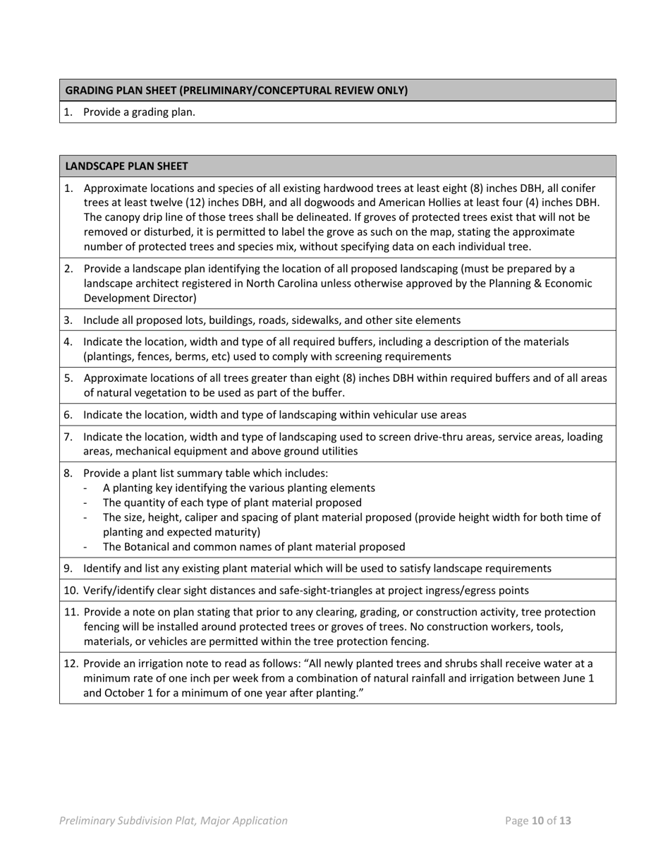 Preliminary Plat (Major Subdivision) Application - Town of Selma, North Carolina, Page 10