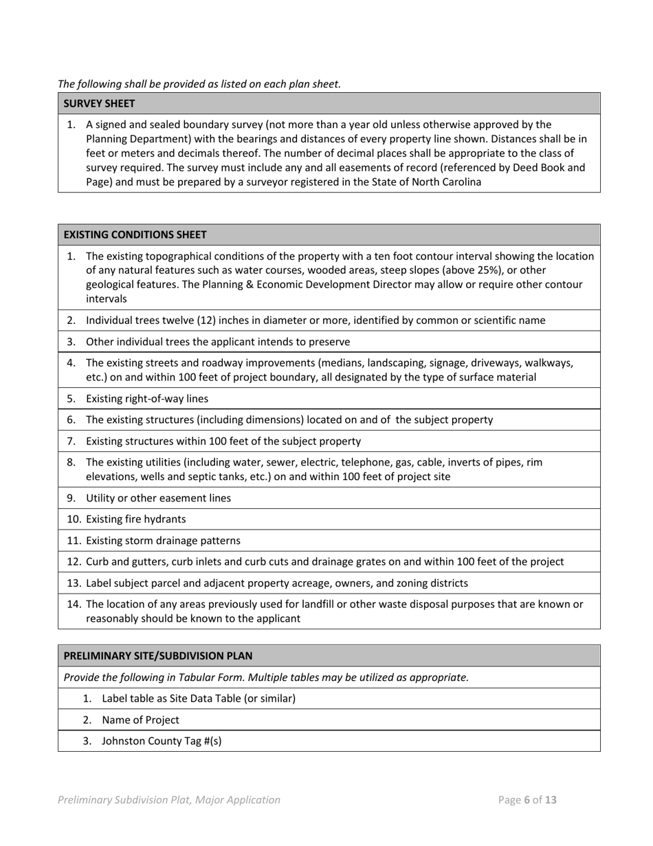 Preliminary Plat (Major Subdivision) Application - Town of Selma, North Carolina, Page 6