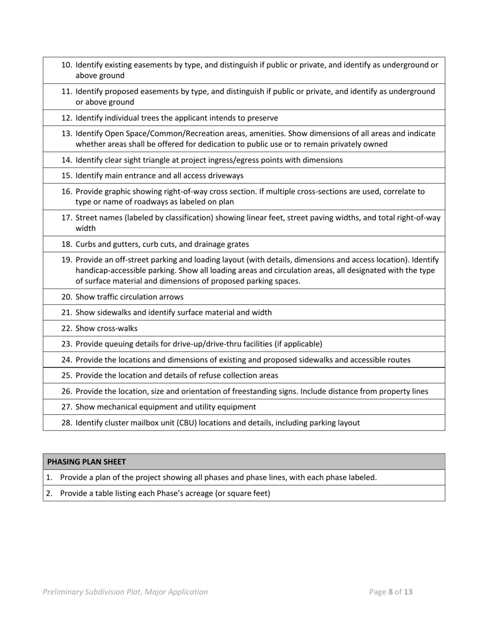 Preliminary Plat (Major Subdivision) Application - Town of Selma, North Carolina, Page 8