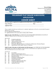 Preliminary Plat (Major Subdivision) Application - Town of Selma, North Carolina