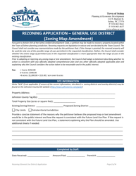 Rezoning Application - General Use District (Zoning Map Amendment) - Town of Selma, North Carolina