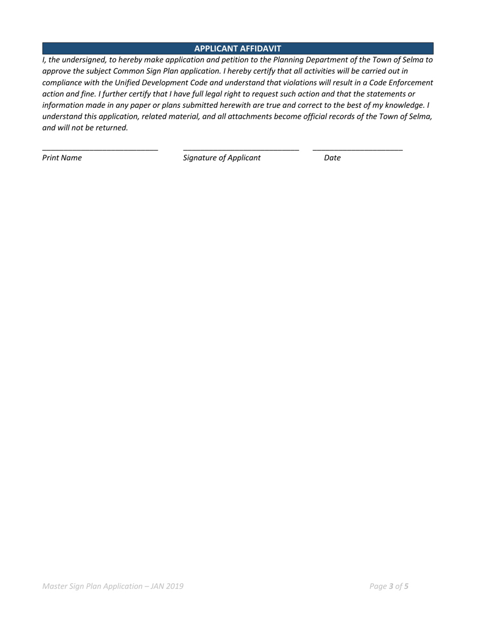 Common Sign Plan Application - Town of Selma, North Carolina, Page 3