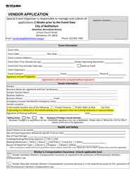 Document preview: Vendor Application - City of Bethlehem, Pennsylvania