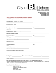 Request for Helicopter Landing Permit - City of Bethlehem, Pennsylvania