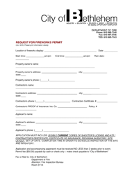 Document preview: Request for Fireworks Permit - City of Bethlehem, Pennsylvania