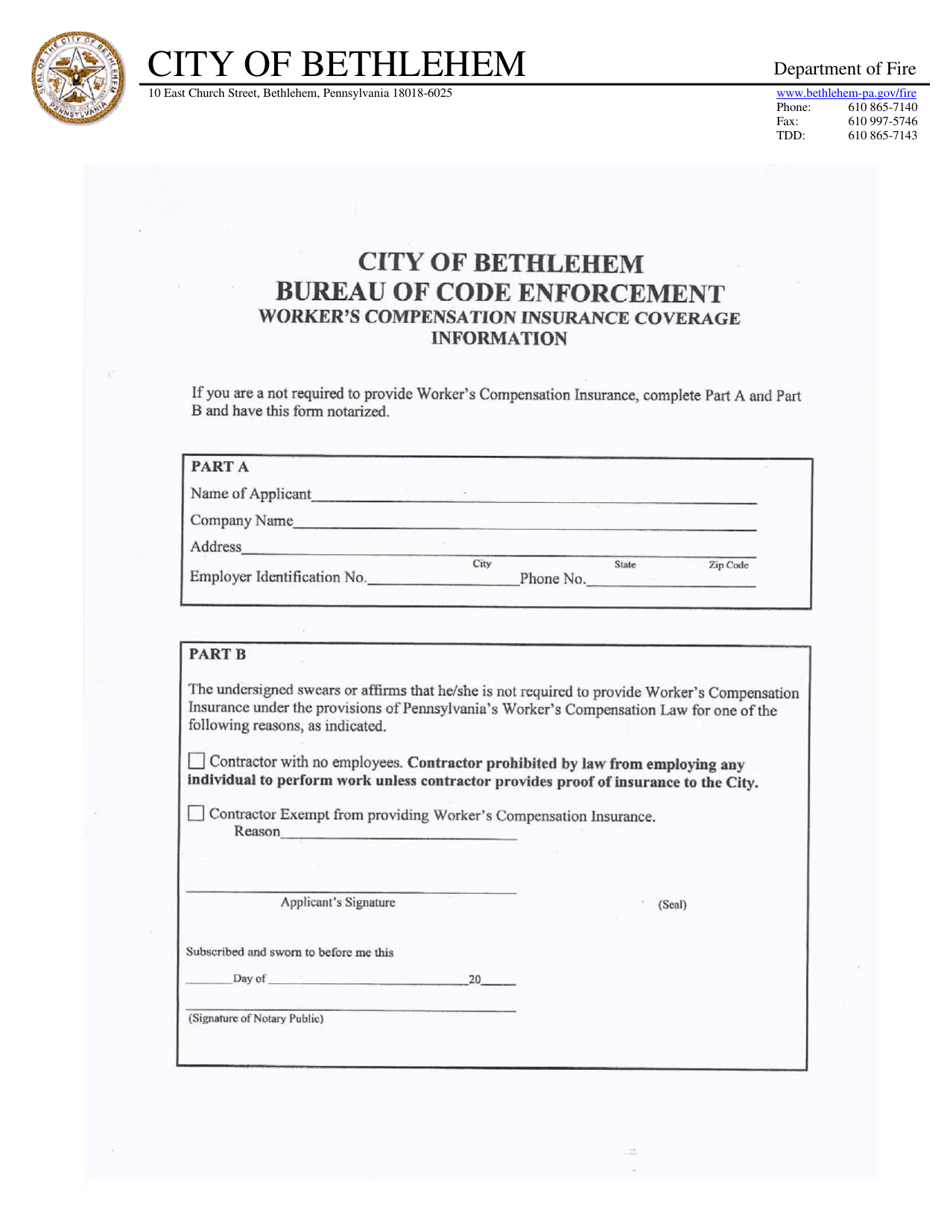 Request for Cooking Permit - City of Bethlehem, Pennsylvania, Page 2