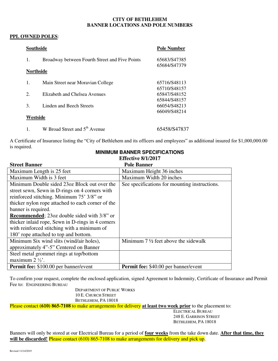 Application for Street / Pole Banner(S) - City of Bethlehem, Pennsylvania, Page 3
