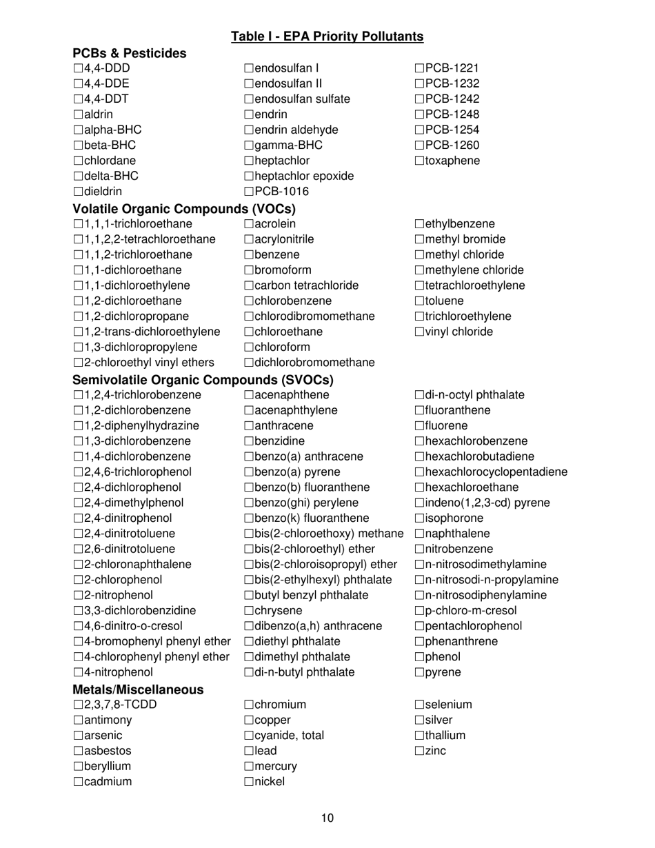 Industrial Wastewater Discharge Permit Application - Municipal Industrial Pretreatment Program - City of Bethlehem, Pennsylvania, Page 10