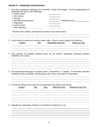 Industrial Wastewater Discharge Permit Application - Municipal Industrial Pretreatment Program - City of Bethlehem, Pennsylvania, Page 6