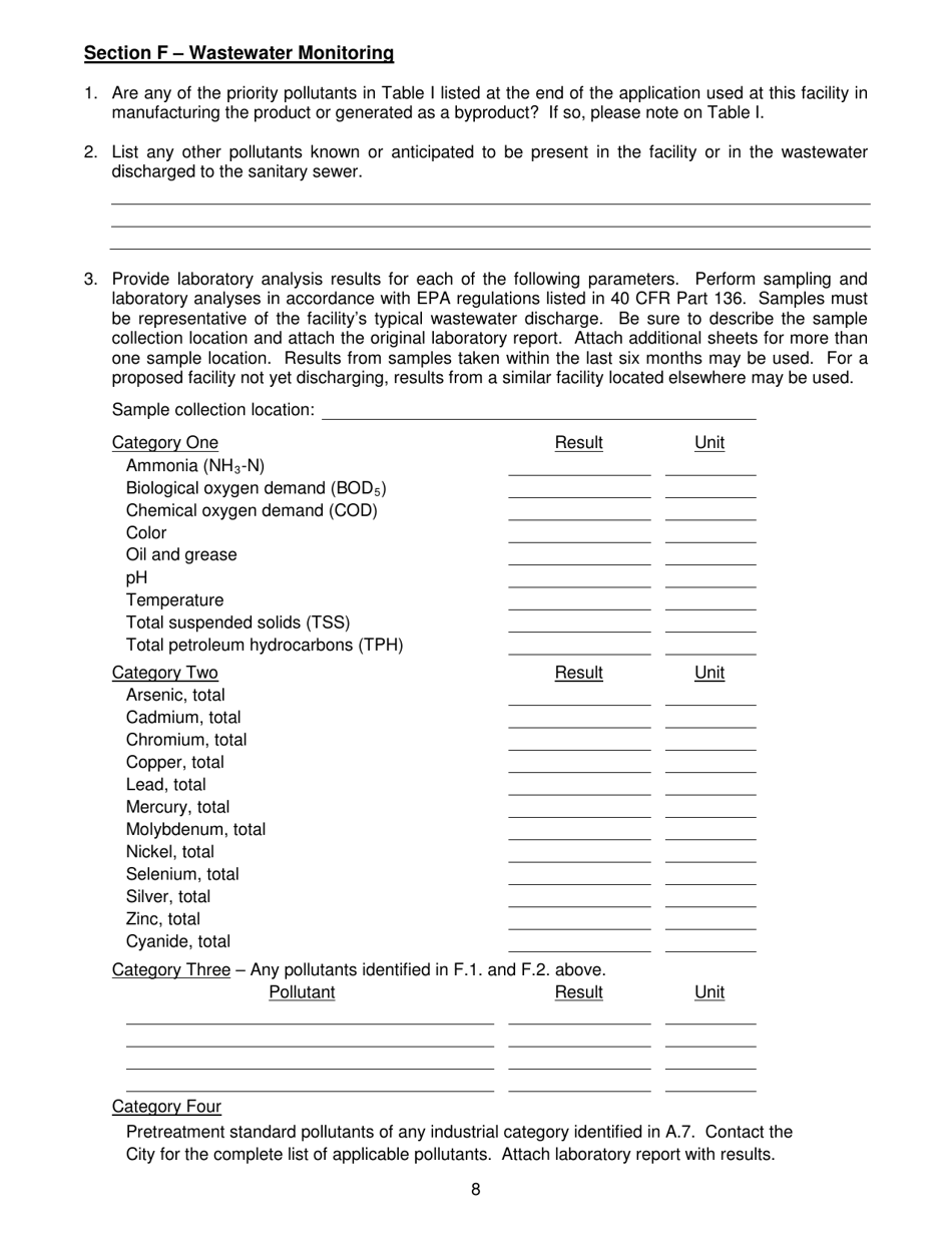 City of Bethlehem, Pennsylvania Industrial Wastewater Discharge Permit