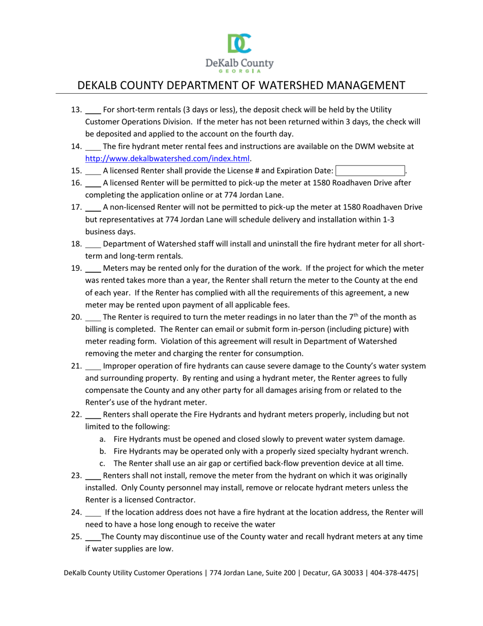 Fire Hydrant Meter Rental Application - DeKalb County, Georgia (United States), Page 2