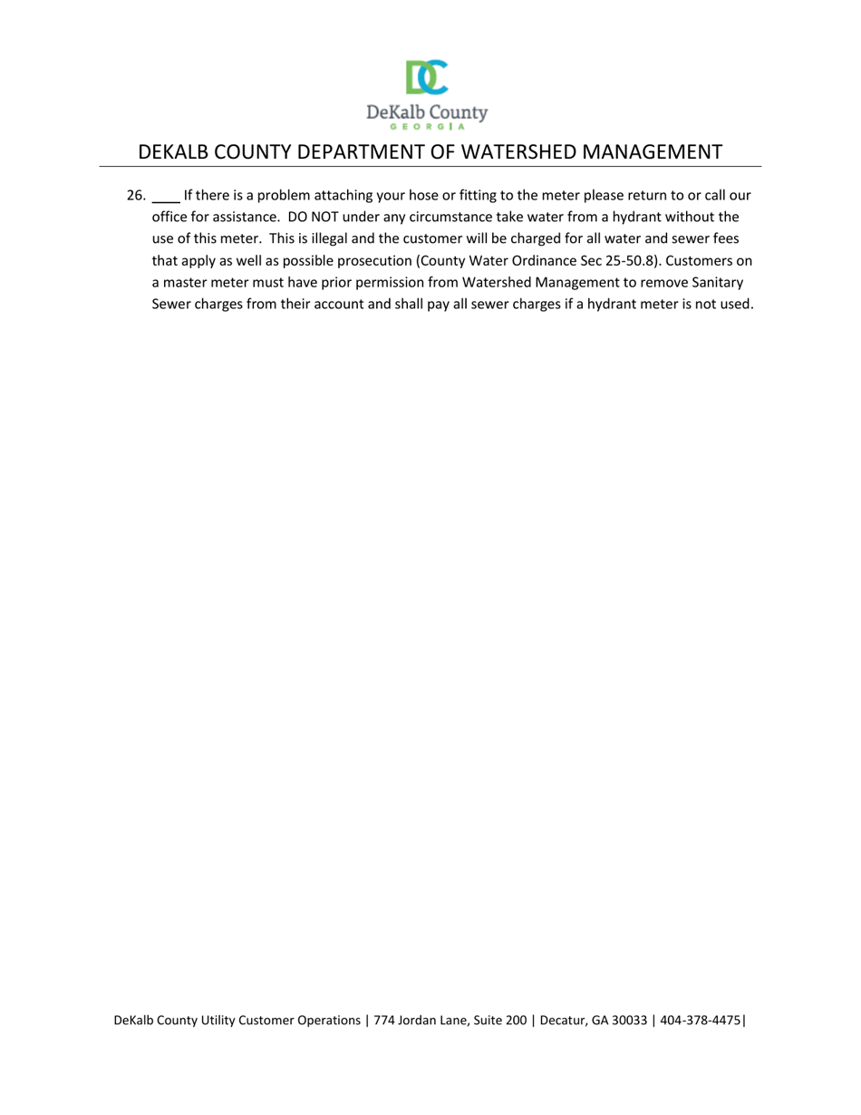 Fire Hydrant Meter Rental Application - DeKalb County, Georgia (United States), Page 3