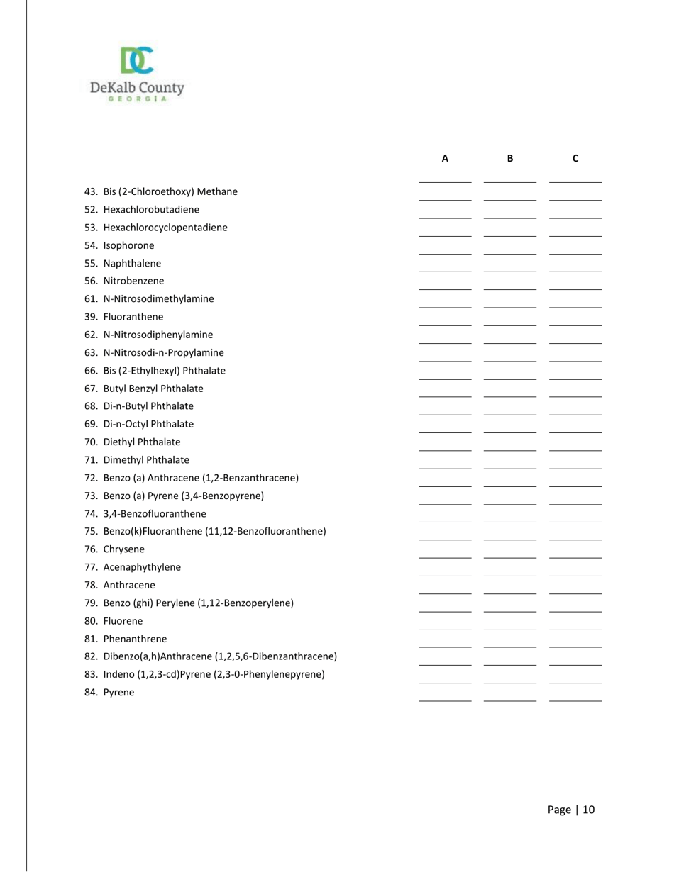 Industrial Wastewater Discharge Permit Application - DeKalb County, Georgia (United States), Page 10
