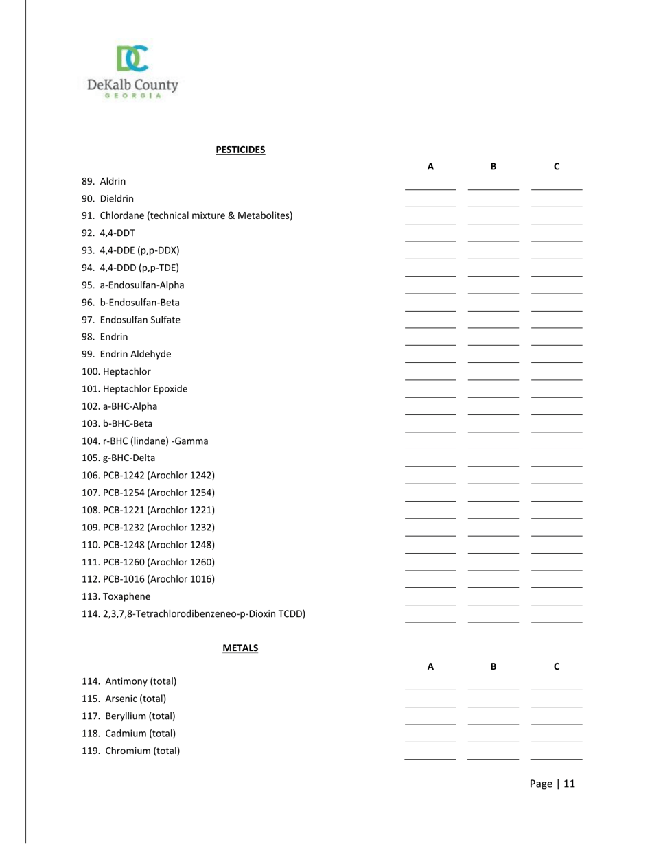 Industrial Wastewater Discharge Permit Application - DeKalb County, Georgia (United States), Page 11