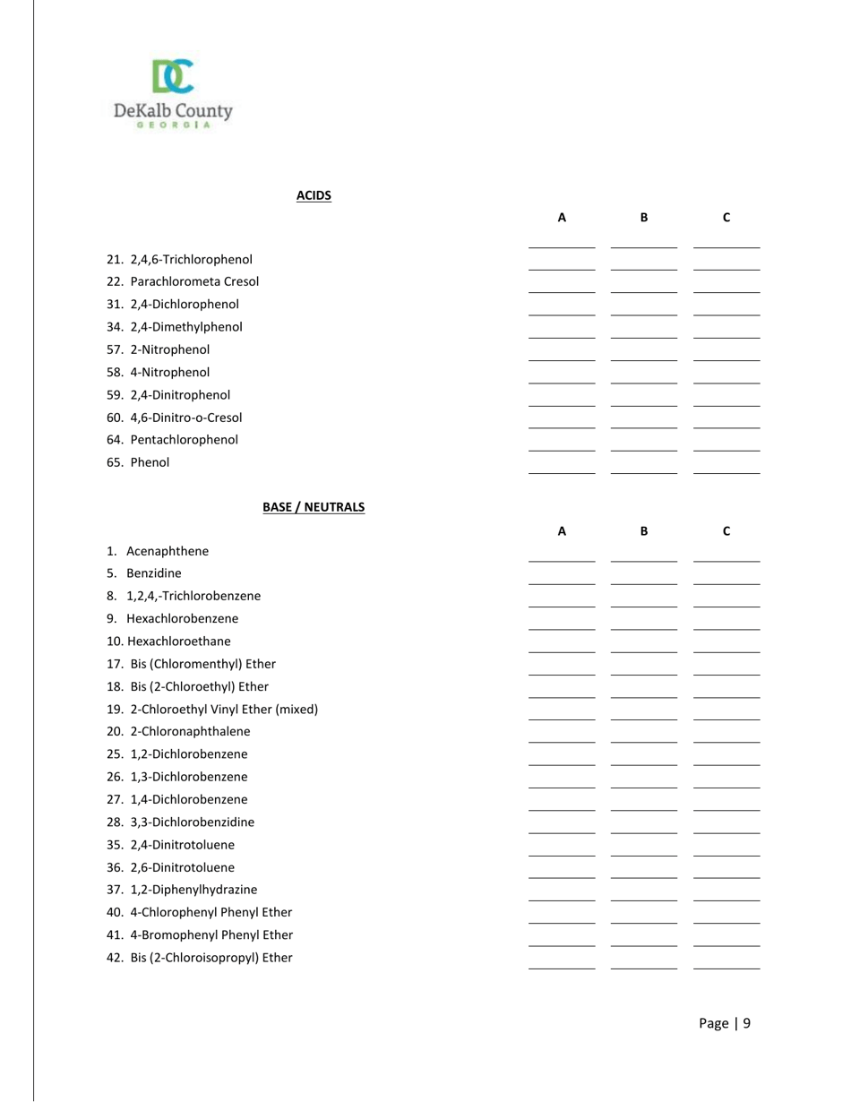 Industrial Wastewater Discharge Permit Application - DeKalb County, Georgia (United States), Page 9