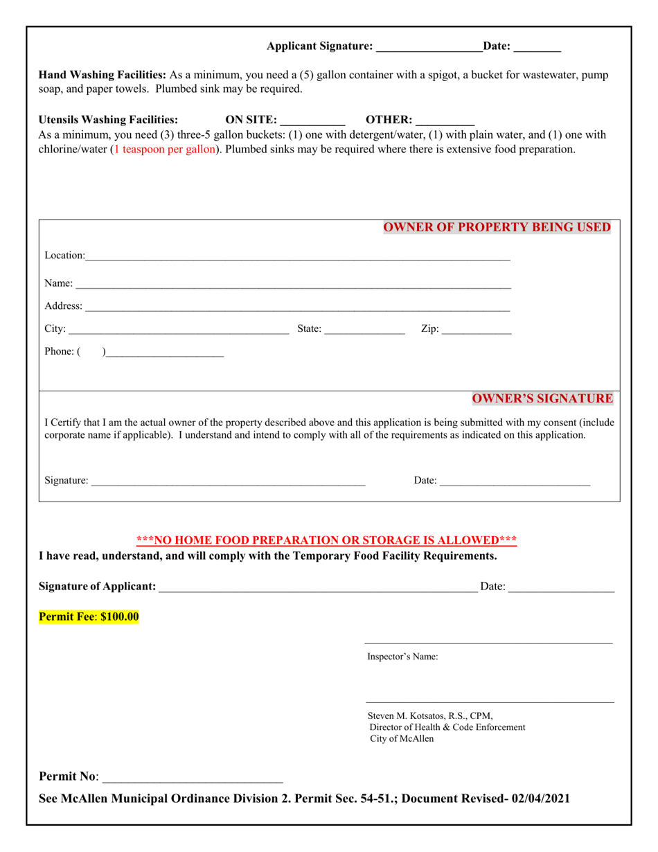 Long Term Temporary Event Application - City of McAllen, Texas, Page 5