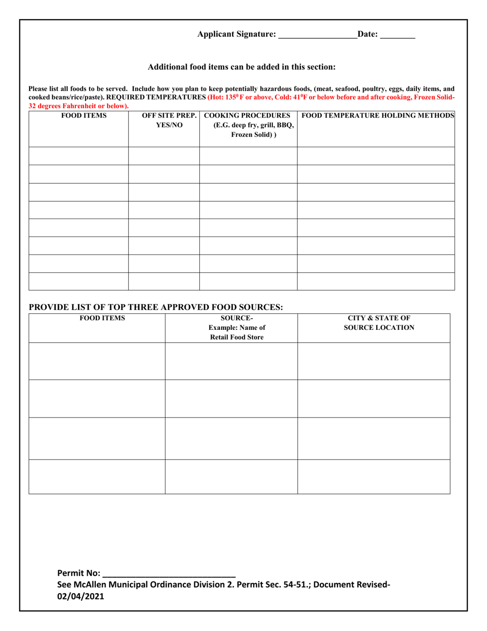 Long Term Temporary Event Application - City of McAllen, Texas, Page 6