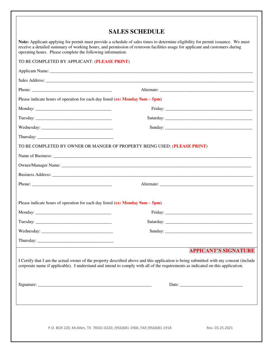 Temporary Sales of Agriculture Products Application - City of McAllen, Texas, Page 5