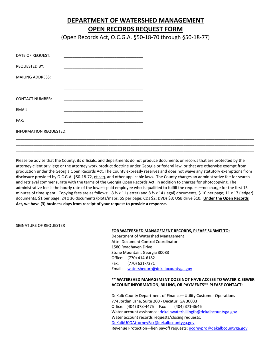 Open Records Request Form - DeKalb County, Georgia (United States), Page 1
