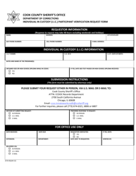 Form FCN-06 Individual in Custody (I.i.c.) Participant Verification Request Form - Cook County, Illinois