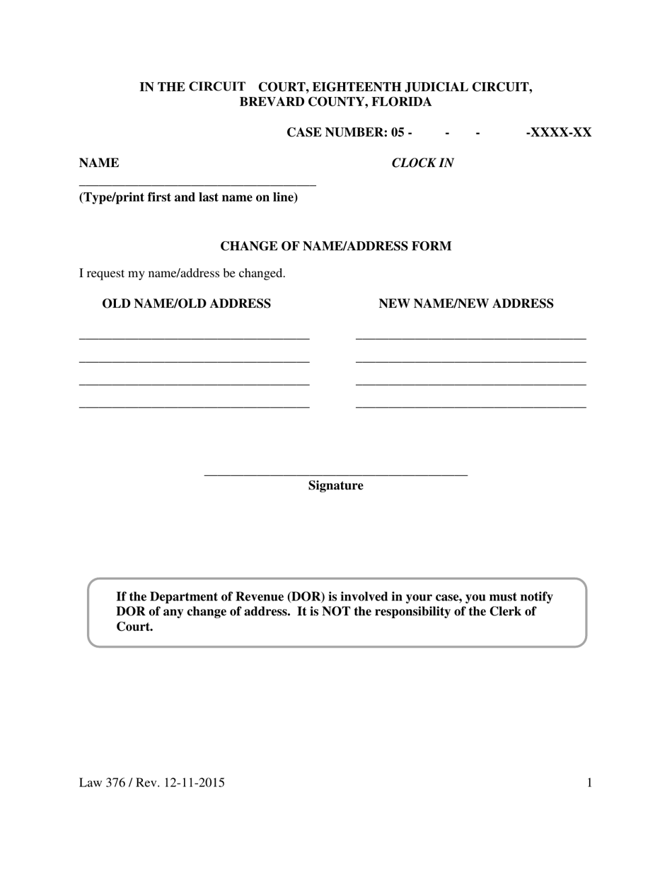 Form LAW376 Fill Out, Sign Online and Download Fillable PDF, Brevard