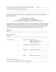 Appendix A Application Form for Subdivision or Land Development - Bethlehem Township, Pennsylvania, Page 3