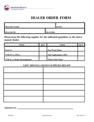 Form MV-056 &quot;Dealer Supply Order Form&quot; - Harris County, Texas