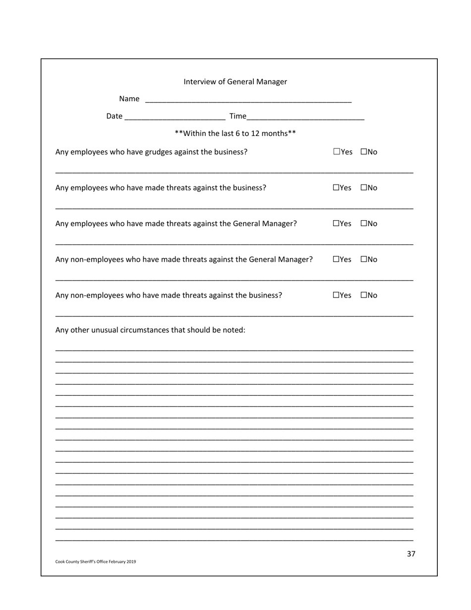 Business Safety Plan Workbook - Cook County, Illinois, Page 37