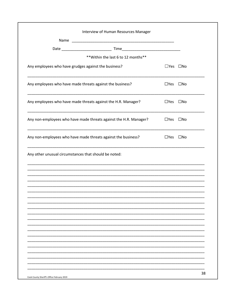 Business Safety Plan Workbook - Cook County, Illinois, Page 38